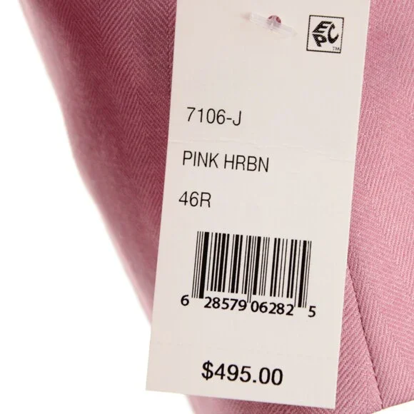 Cardinal of Canada NWT Wool / Silk Sport Coat Size 46R US In Pink Herringbone